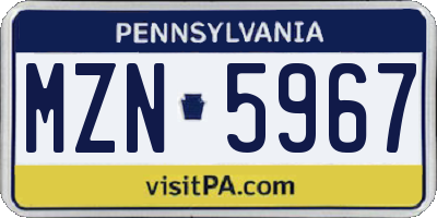 PA license plate MZN5967
