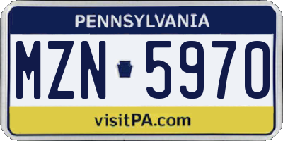 PA license plate MZN5970