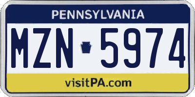 PA license plate MZN5974