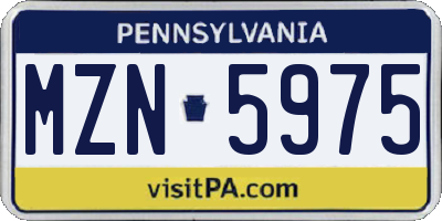 PA license plate MZN5975