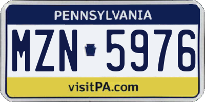 PA license plate MZN5976