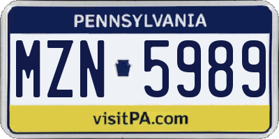 PA license plate MZN5989