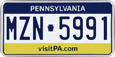 PA license plate MZN5991
