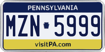 PA license plate MZN5999