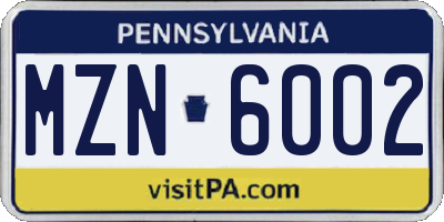 PA license plate MZN6002