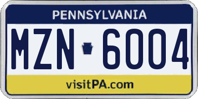 PA license plate MZN6004