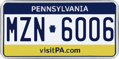 PA license plate MZN6006