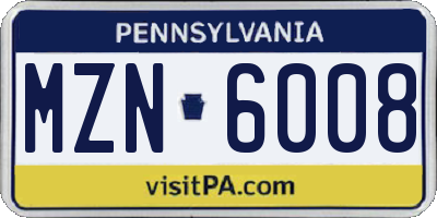 PA license plate MZN6008