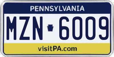 PA license plate MZN6009