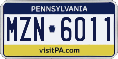 PA license plate MZN6011