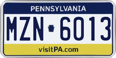 PA license plate MZN6013