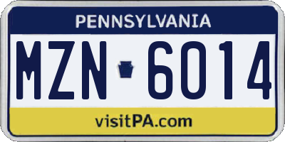 PA license plate MZN6014