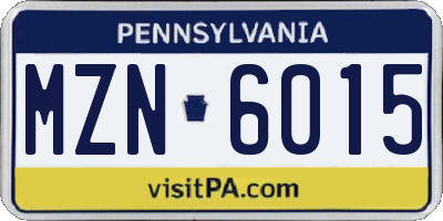 PA license plate MZN6015