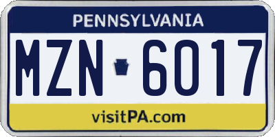 PA license plate MZN6017