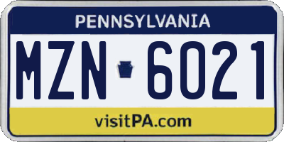 PA license plate MZN6021
