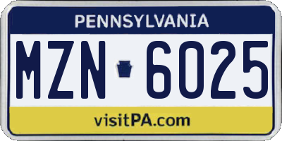 PA license plate MZN6025