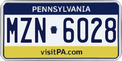 PA license plate MZN6028