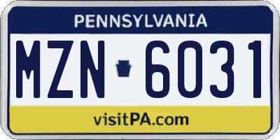 PA license plate MZN6031
