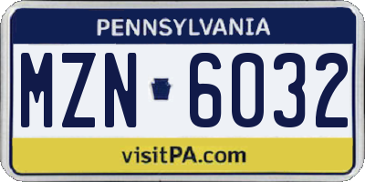 PA license plate MZN6032