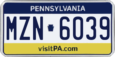 PA license plate MZN6039