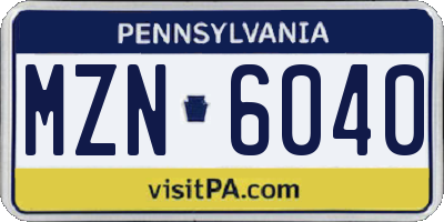 PA license plate MZN6040