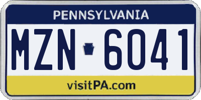 PA license plate MZN6041
