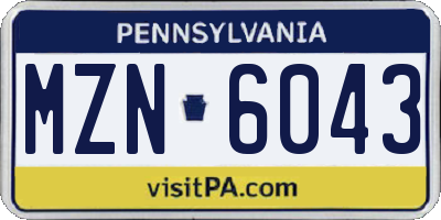 PA license plate MZN6043