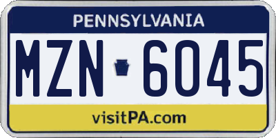 PA license plate MZN6045