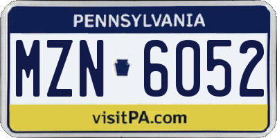 PA license plate MZN6052
