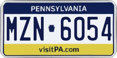 PA license plate MZN6054