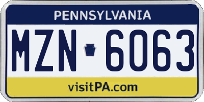 PA license plate MZN6063