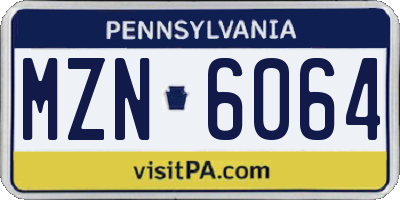PA license plate MZN6064