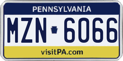PA license plate MZN6066