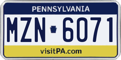 PA license plate MZN6071