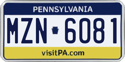 PA license plate MZN6081