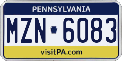 PA license plate MZN6083