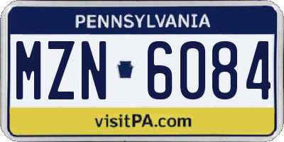 PA license plate MZN6084