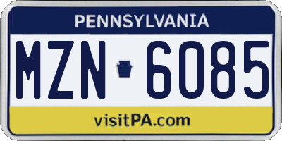 PA license plate MZN6085