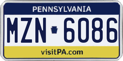 PA license plate MZN6086
