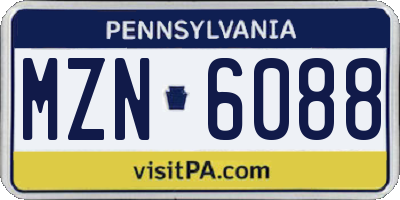 PA license plate MZN6088
