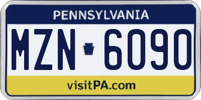 PA license plate MZN6090