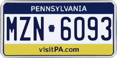 PA license plate MZN6093