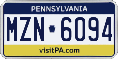PA license plate MZN6094
