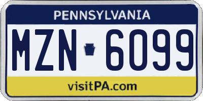PA license plate MZN6099