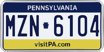 PA license plate MZN6104