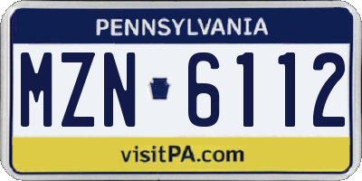 PA license plate MZN6112
