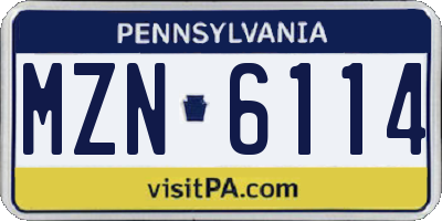 PA license plate MZN6114