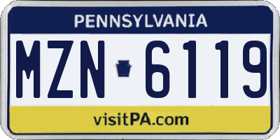 PA license plate MZN6119
