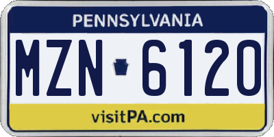 PA license plate MZN6120