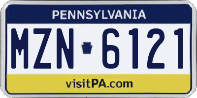 PA license plate MZN6121